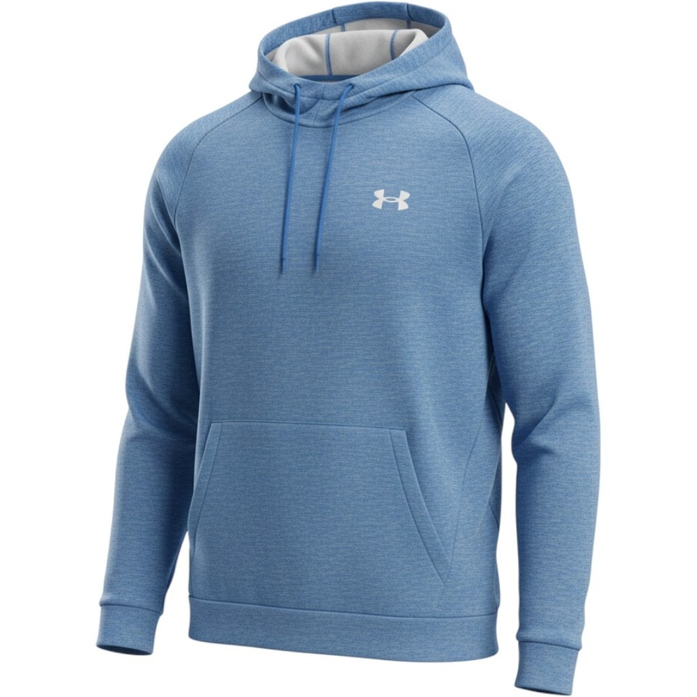 Under Armour Mens XL Armour Fleece Hoodie Blue Heather Loose Fit Pullover